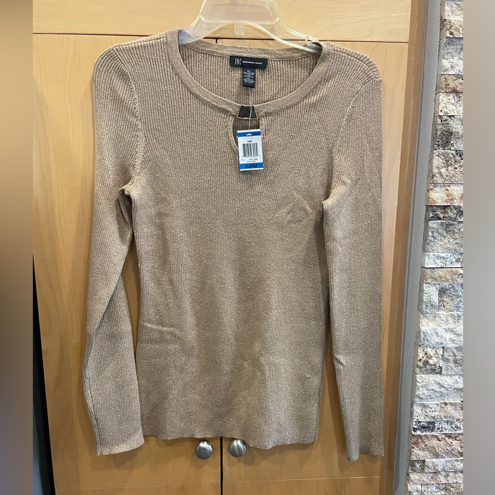 NEW INC. Gold Metallic Sweater